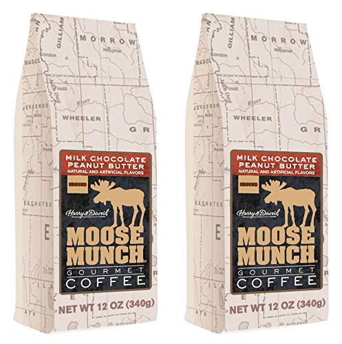 Moose Munch Gourmet Ground Coffee By Harry & David, 2/12 Oz Bags (Milk Chocolate Peanut Butter)