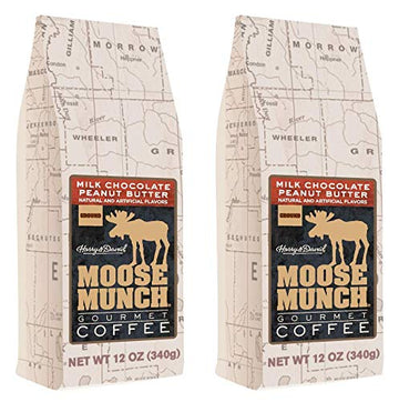 Moose Munch Gourmet Ground Coffee By Harry & David, 2/12 Oz Bags (Milk Chocolate Peanut Butter)