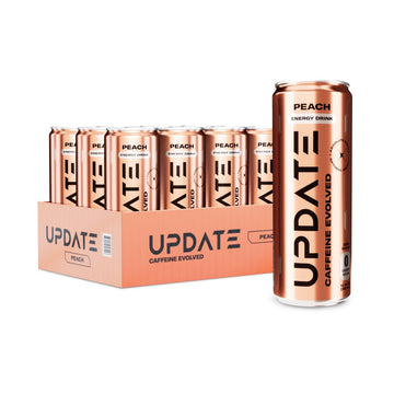 Update Energy Drink - Jitter Free, Caffeine & Sugar Free, Peach Flavor - 12 Fl. Oz, 12 Pack