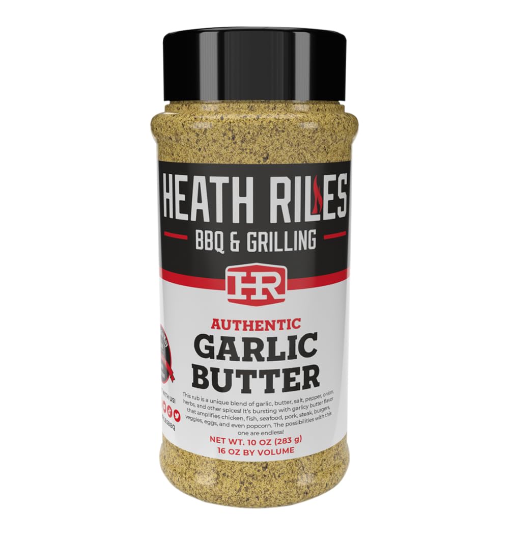 Heath Riles BBQ Rub - Garlic Butter Seasoning, 10 oz, Plastic, Model HRB0050