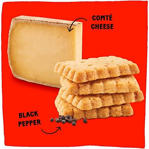 Michel et Augustin Gourmet Crackers, Comt   Cheese Biscuits with Black Pepper, Savory Party Crackers, French Snacks, 3.5 oz. Bag