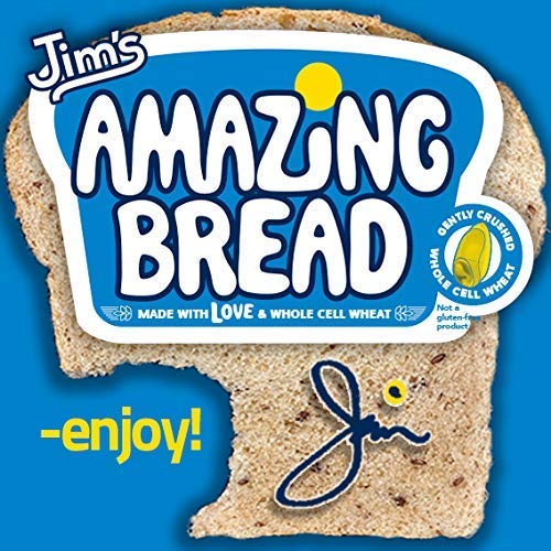 Jims Amazing Bread -  Sliced Whole Wheat Bread 2Lb  Gluten Inactive Whole Cell Wheat  5 Grams Of Fiber 6 All-Natural Ingredients