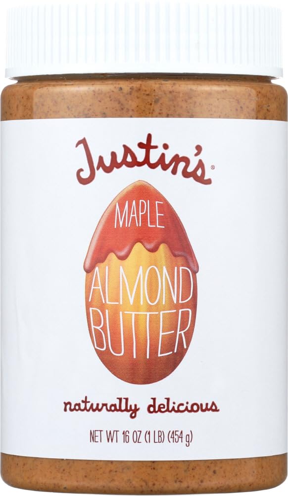 Justins Maple Almond Butter, No Stir, Gluten-free, Non-GMO, 16 Ounce Jar (6 Pack)