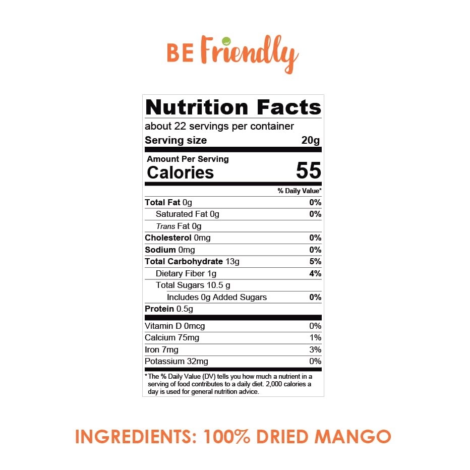 Friendly |Mango Strips |16 Oz; (1 Lb)| Natural, Unsweetened, Vegan, Non Gmo, Superfoods, Kosher.
