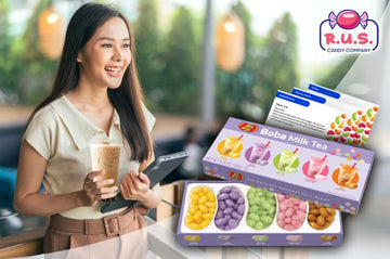 Jelly Belly Boba Milk Tea Candy Jelly Beans Gift Box + 3 R.U.S. Candy Cards (Boba Milk Tea)