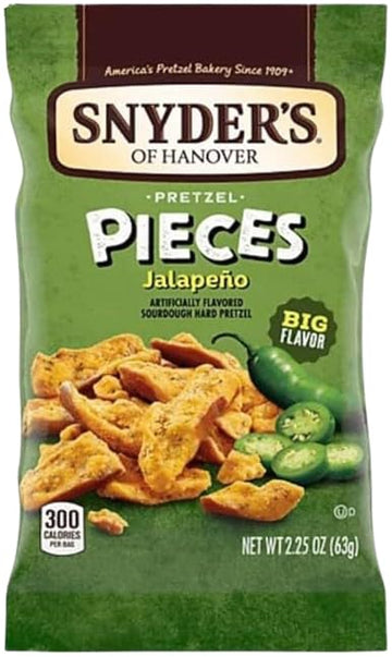 Snyders Jalapeo Pretzel Pieces 2.25 Oz - 10 Pack: Crunchy & Spicy Snack Bites, Bold Flavor Gourmet Spicy Pretzels, Hot Jalapeo S