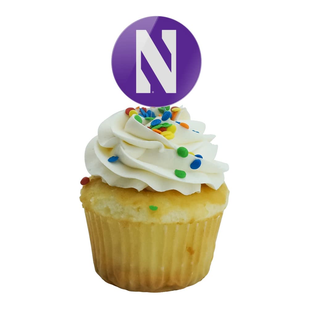 Graphics & More Northwestern University Primary Logo Cupcake Picks Toppers Decoration Set Of 6