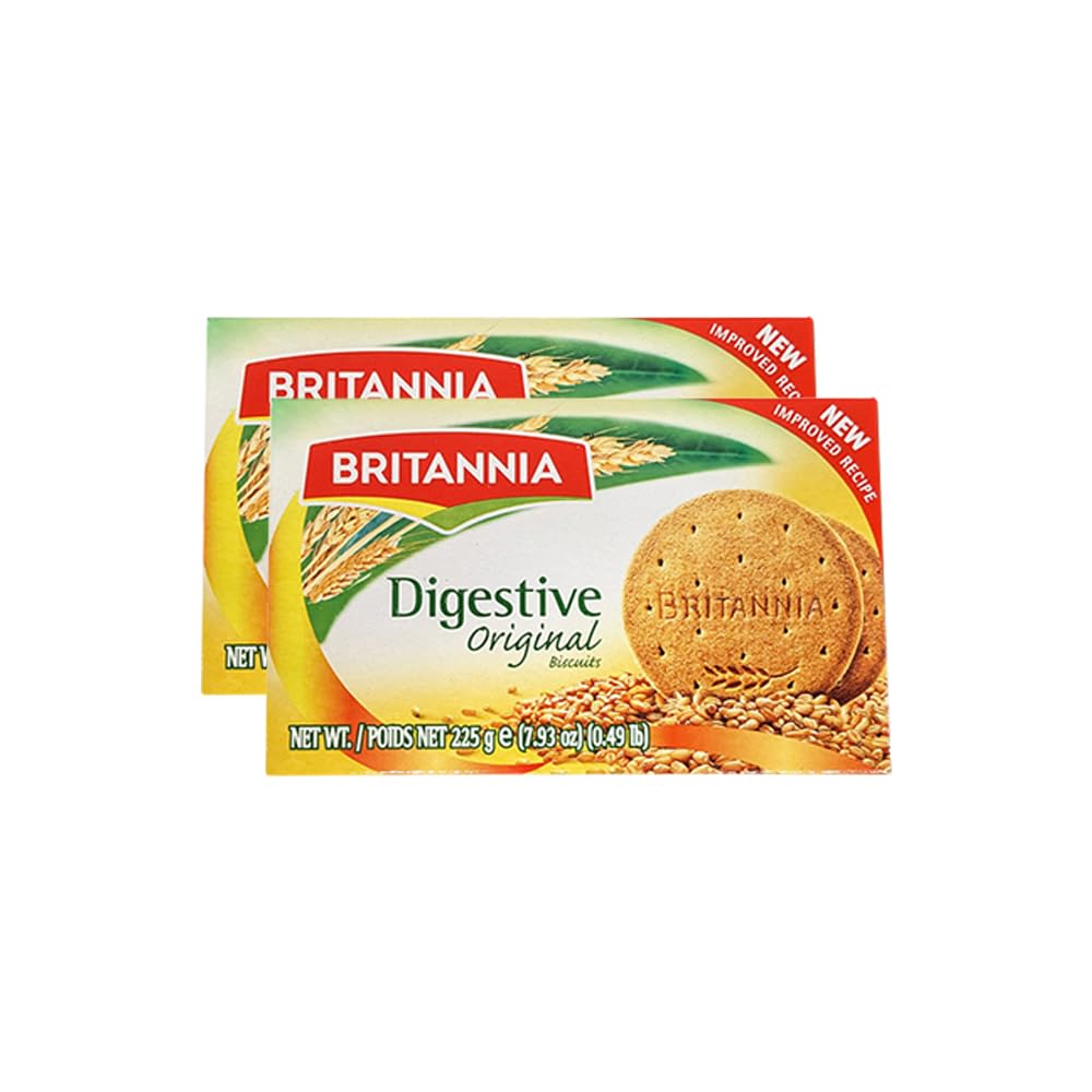 Britannia Digestive Oriflavor Blendal Biscuits 7.93Oz (225G) - Whole Wheat Flavor Cookies - Breakfast & Tea Time Healthy Snacks (Pack Of 2)