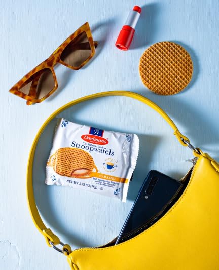 Daelmans Stroopwafel Caramel Cookies - Toasted Dutch Waffle, Creamy Filling, 24 Count, 1 Ounce Each, Individually Wrapped