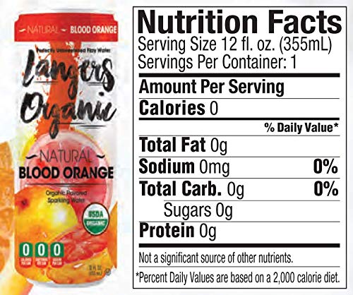 Langers Organic Flavored Sparkling Water, Blood Orange, 12 Ounce (Pack Of 8)