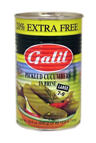 Galil Pickled Cucumbers In Brine, (Large 7-9) + 20% Extra, 23 Fl Oz (Pack Of 12)