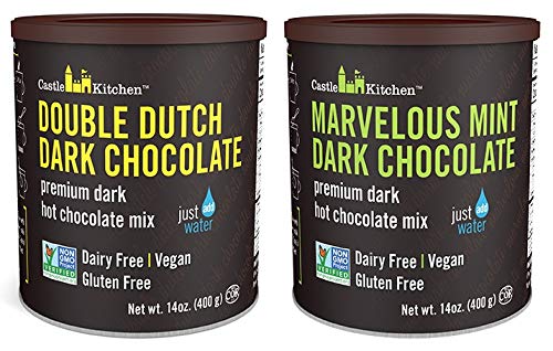 Castle Kitchen Natural Hot Chocolate Mix Variety Pack - Dairy-Free, Vegan Complete Mixes - Just Add Water - Pack of 2 (Double Du