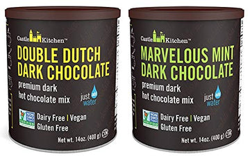 Castle Kitchen Natural Hot Chocolate Mix Variety Pack - Dairy-Free, Vegan Complete Mixes - Just Add Water - Pack of 2 (Double Du