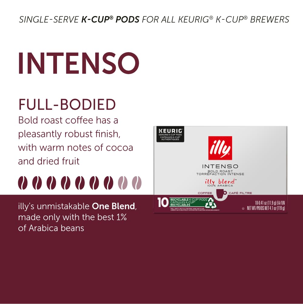 Illy Coffee K Cups - Coffee Pods For Keurig Coffee Maker - Intenso Dark Roast - Notes Of Cocoa & Dried Fruit - Bold, Flavorful &