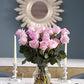 KaBloom 12 Pink Roses in Vase - Fresh Flowers for Birthdays, Sympathy, Anniversaries, Valentine’s Day, Mother’s Day - Model KADF-VD-277-A999-V118