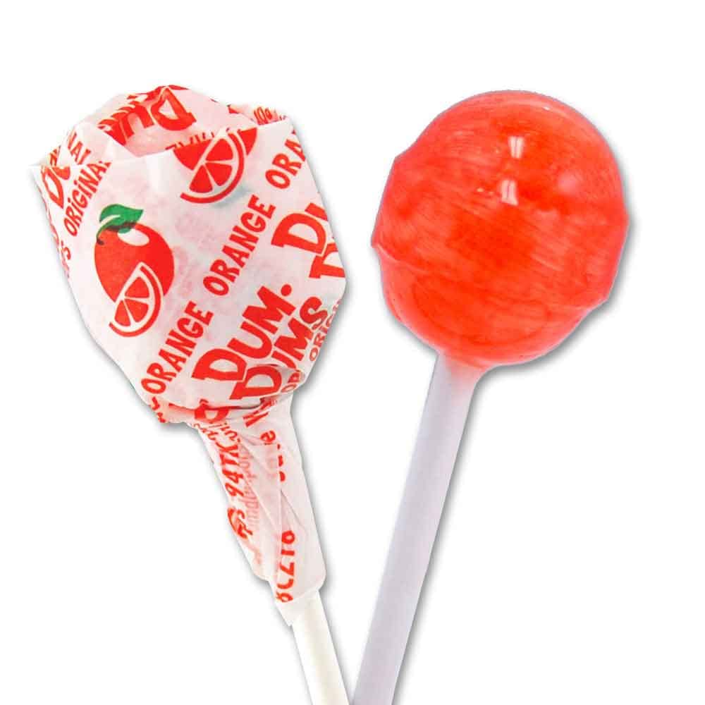 Dum Dums Orange Lollipops - Bulk Candy Box with Lollipops Individually Wrapped, Single Flavor Gourmet Suckers - 50 Count