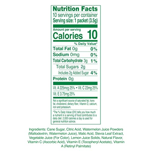 True Lemon Kids Wild Watermelon (10 Packets) - Hydration For Kids - No Preservatives, No Artificial Flavors & Sweeteners - Low Sugar Water Flavoring - Juice Powdered Drink Mix