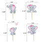 48Pcs Pink Elephant Cupcake Toppers, Double Sided It Is A Girl Elephant Cupcake Picks, Elephant Cake Cupcake Decorations For Ele