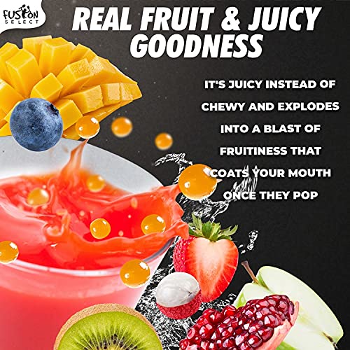 Fusion Select Boba Bursting Bobaz Popping Bobaz Pearls Fruit Tea Snack Toppings (490 Grams, Blueberry)