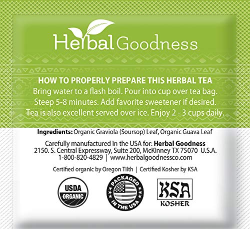 Herbal Goodness Graviola Leaf Soursop Tea - Organic Herbal Tea, Caffeine Free, 24 Count, Supports Calm Relaxation
