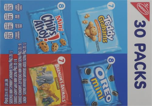 Nabisco Team Favorites Variety Pack, OREO Mini, CHIPS AHOY! Mini, Teddy Grahams Honey & Barnum s Animal Crackers, Christmas Sto