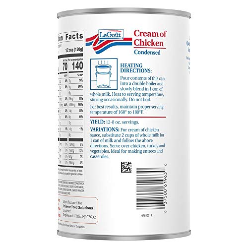 LeGout Cream of Chicken Condensed Canned Soup, 0g Trans Fat, 50 oz, Pack of 12