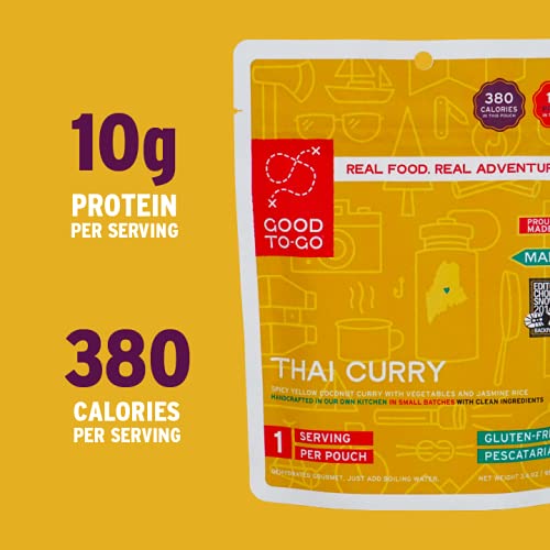 Good To-Go Thai Curry (Single Serving) | Camping & Backpacking Food | Just Add Water Backpacking Meals | Good To-Go Dehydrated Meals Taste Better Than Freeze Dried Food