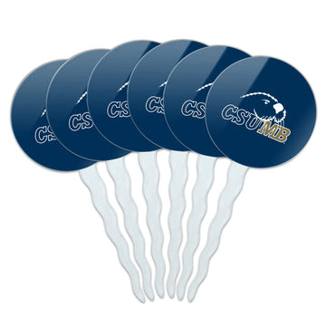 California State University Monterey Bay Primary Logo Cupcake Picks Toppers Decoration Set of 6