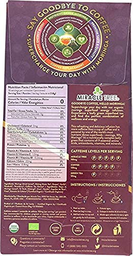 Miracle Tree'S Moringa Energy Tea - Vanilla Oolong Grape | Super Caffeinated Blend | Healthy Coffee Alternative, Perfect For Foc
