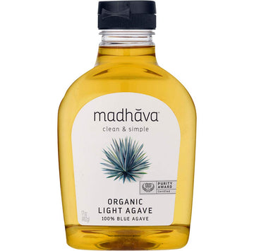 Madhava Organic Light Agave, 100% Pure Organic Blue Agave Nectar, Natural Sweetener, Sugar Alternative, Vegan, Organic, Non GMO,