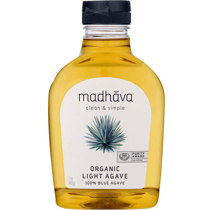 Madhava Organic Light Agave, 100% Pure Organic Blue Agave Nectar, Natural Sweetener, Sugar Alternative, Vegan, Organic, Non GMO,