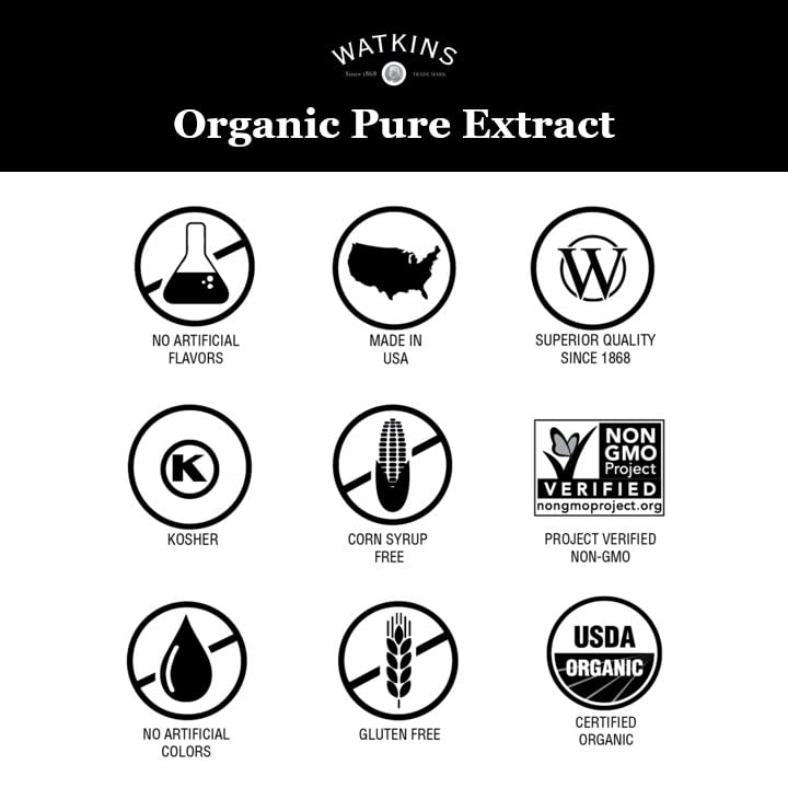 Watkins Organic Pure Almond Extract, Non-Gmo, Kosher, 2 Oz. Bottle, 1-Pack