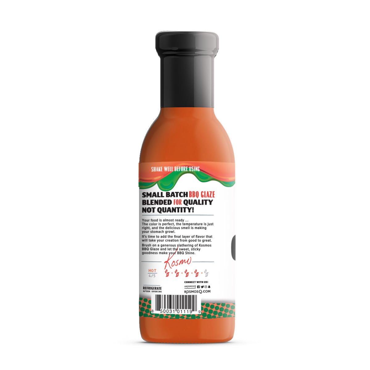 Kosmos Q Peach Jalapeno Bbq Glaze - 16 Oz Bottle For Sticky & Flavorful Barbecue - Thick Bbq Glaze For Competition Ready Mouth-W