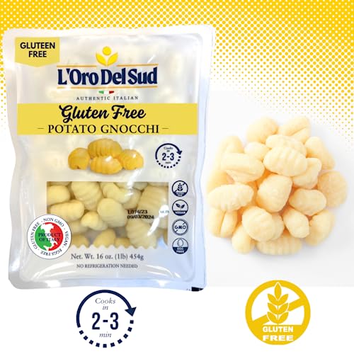 3 Pack, Gluten Free Potato Gnocchi, Cooks in 2-3 minutes, (3 x 1 lb), Italian Gnocchi, Product of Italy, NON GMO, Eggs Free, Veg