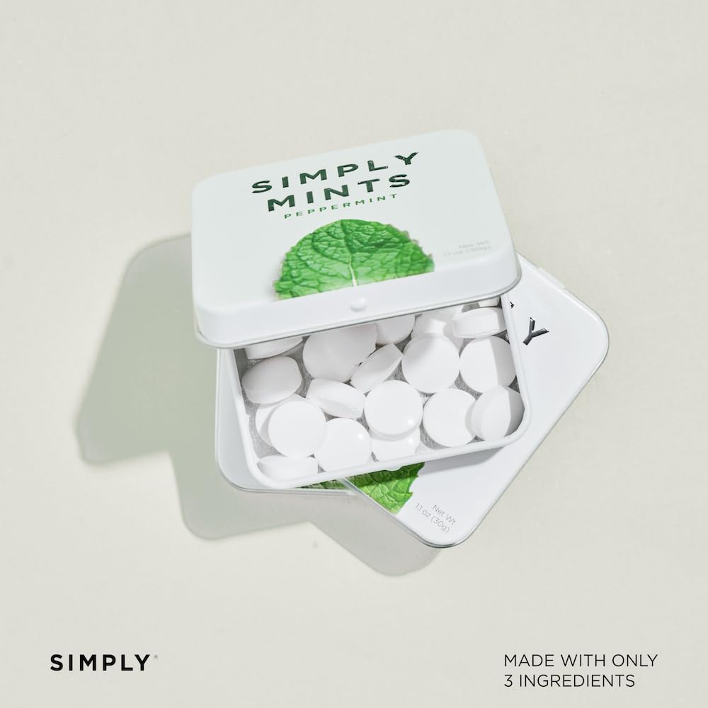Simply Mints | Peppermint & Lemon Breath Mints Variety Pack | Pack Of Six (180 Pieces Total) | Zesty & Refreshing + Aspartame-Fr