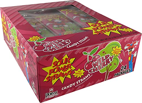 Sour Power Candy Straws, Wild Cherry, 1.75 Oz (Pack Of 24)