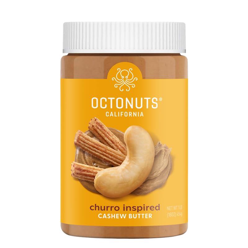 Octonuts Churro Cashew Butter - 16 oz Gluten Free, Vegan, Non-GMO Cinnamon Nut Butter, No Soy, No Dairy, No Peanuts, No Palm Oil