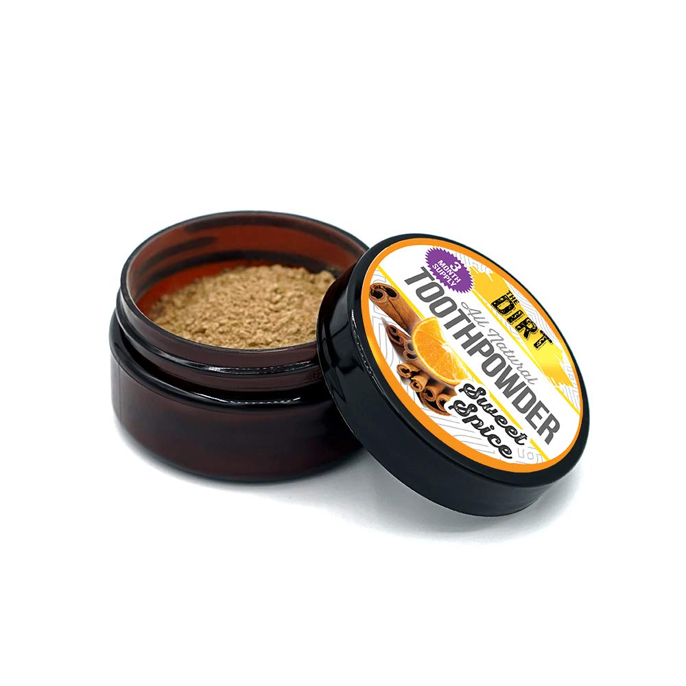 The Dirt Tooth Powder - Natural Fluoride-Free Toothpaste Alternative, Vegan - Essential Oils & Bentonite Clay (Sweet Spice, 25G: