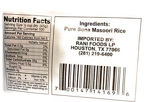 Asian Kitchen Crystal Sona Masoori Aged Rice 10-Pound Bag, 10Lbs (4.54Kg) Short Grain Rice ~ All Natural | Gluten Friendly | Veg