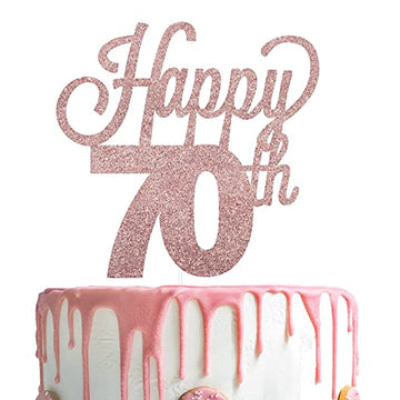 Lingteer Happy 70Th Birthday Cake Topper - Cheers To 70Th Birthday Seventy Years Old Birthday Party Cake Decorations Sign.