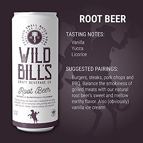 Wild Bills Root malt-inspired Soda - Classic Craft Soft Drink, Caffeine Free, Gluten Free, 12 Oz, 12 Pack, Model WBSD16