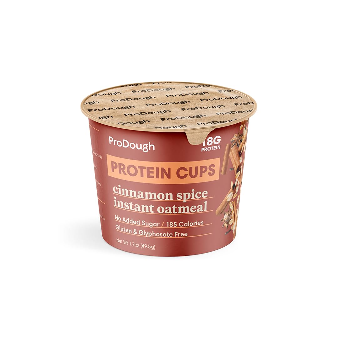 ProDough High Protein Instant Oatmeal Cup, 18g of Protein per Serving, No Added Sugars, Low Carb, Healthy Breakfast Cup, Incredi
