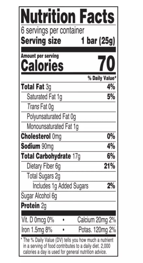 Fiber Now 70 Calorie Chocolate Fudge Cake Bars, 6 ct On the Go Low Carb (5g Net) Snack Snacking Food Treat, Millville 5.29oz Box