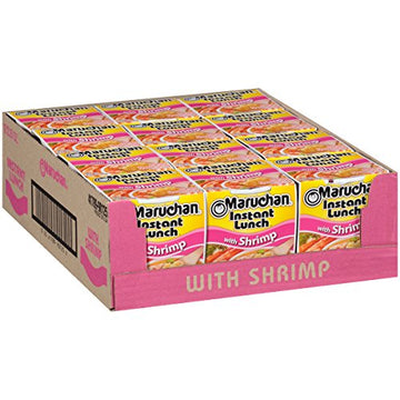 Maruchan Instant Lunch Shrimp, Ramen Noodle Soup, Microwaveable Meal, 2.25 Oz, 12 Count