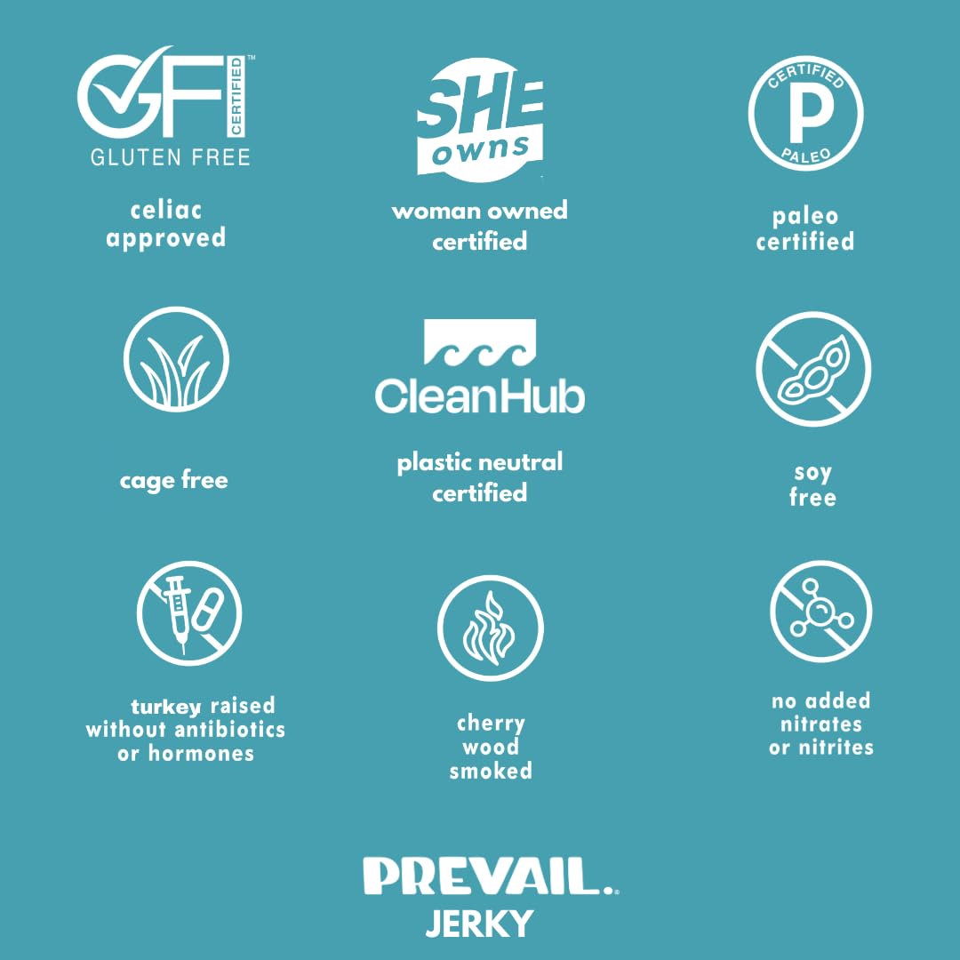 Free-Range Turkey Jerky, By Prevail - Low Sodium And Gluten Free! | Pack Of (3) Bags | | Our Gourmet Jerky Is Paleo Certified, S