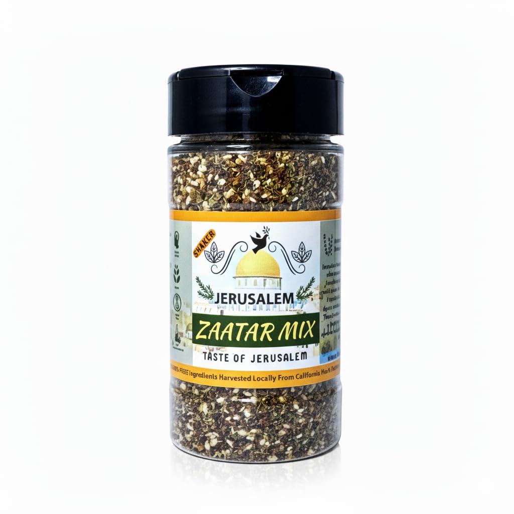 Jerusalem Zaatar Spice Mix Shaker by Julians Valleys | Made with Natural Herbs and Pure Sumac | 3.5 OZ | Zataar seasoning Shaker