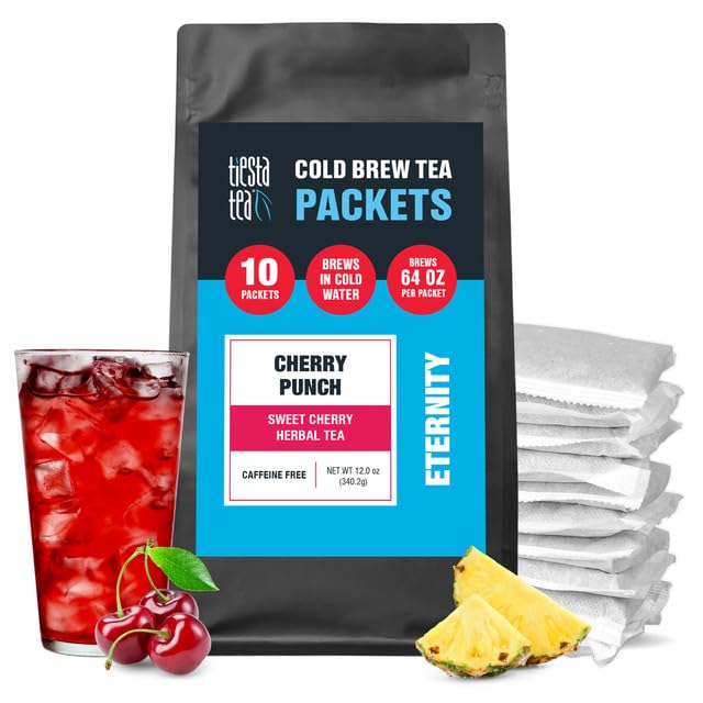 Tiesta Tea Cherry Punch Cold Brew Herbal Tea - Non-Caffeinated Loose Leaf - 10 Pack - Brews 64 oz Per Bag