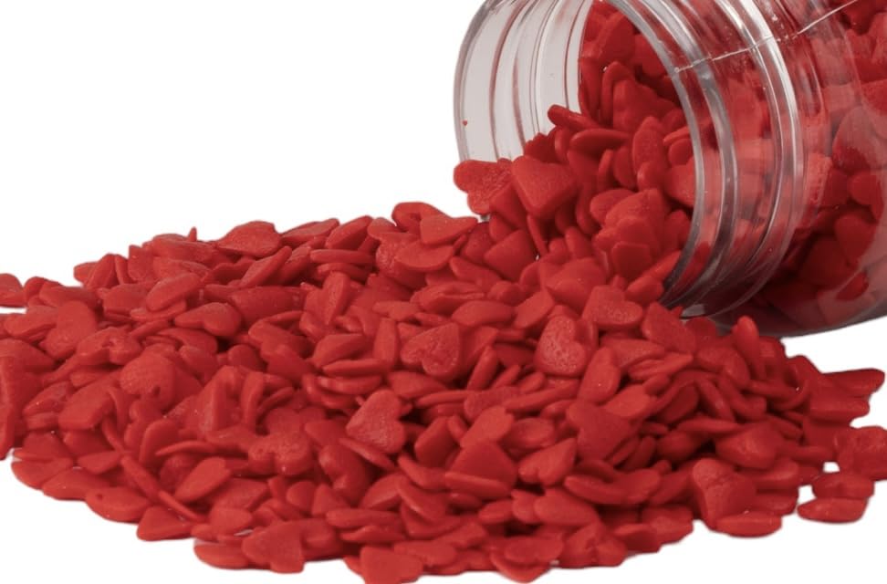 EDIBLE ACCENTS RED HEARTS- Gluten-free, Egg Free, Nuts Free, Kosher, Sprinkle Medley Mix, For Baking, Decorating, Cookies, Cupca