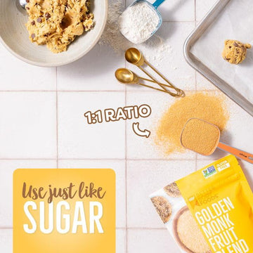Betterbody Foods Golden Monk Fruit Sweetener Blend - Sugar Substitute, Zero Calorie, Keto Diet Friendly, Zero Net Carbs, Zero Gl