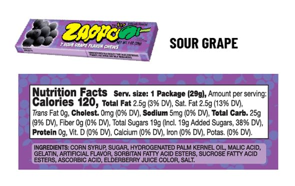 ZAPPO Sour Chews Mixed Pack, Gluten Free Candy, Individually Wrapped Taffy Sticks, 1 oz x 8 Sticks Total (2 Each: Watermelon, Bl